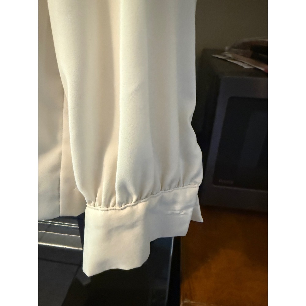 Lynn & Co Vintage Cream Long Sleeve Blouse Back Zipper Button Cuff Top Size 12 - Picture 2 of 6